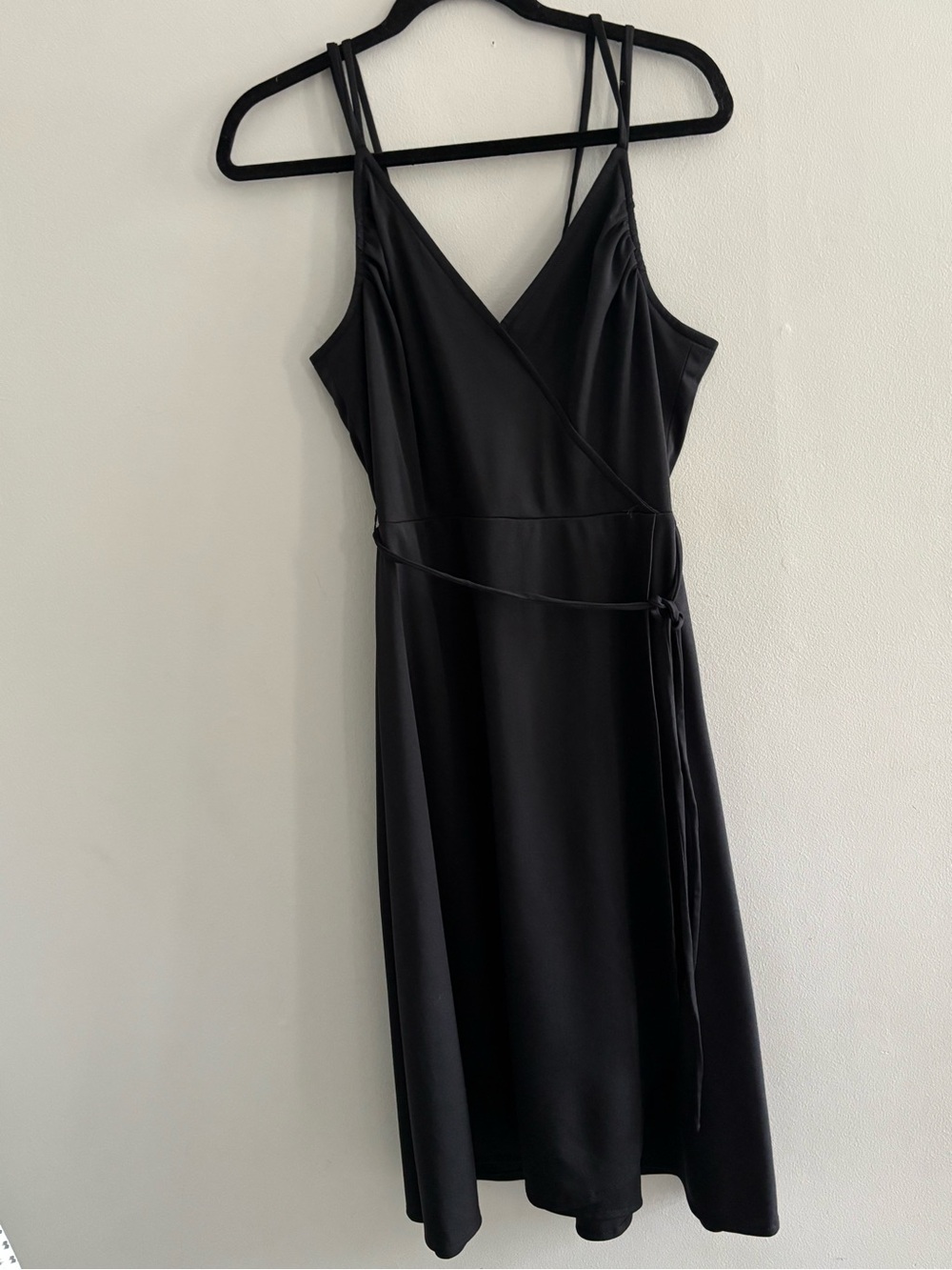 Richards Shops Made in England Black Wrap-Style Slip Dress Thin Straps Sz 16 12